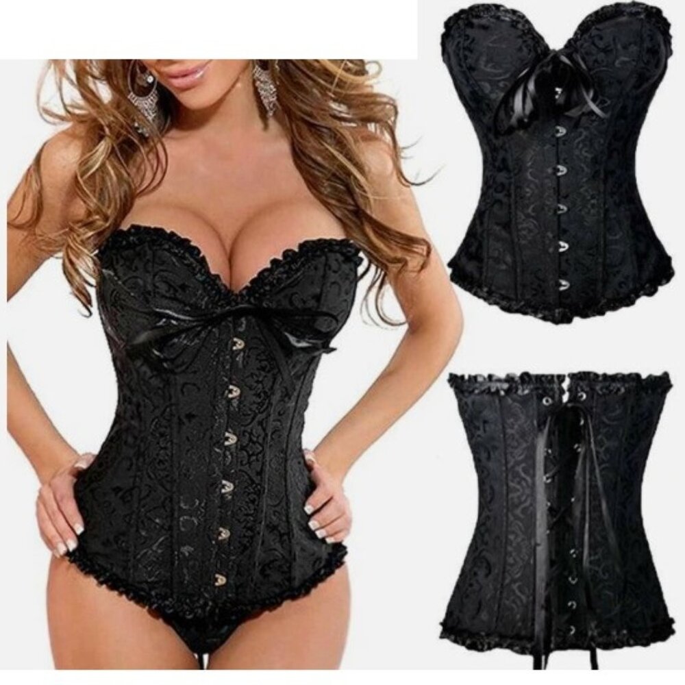 Elegant Black Lace Corset Top Size XXL